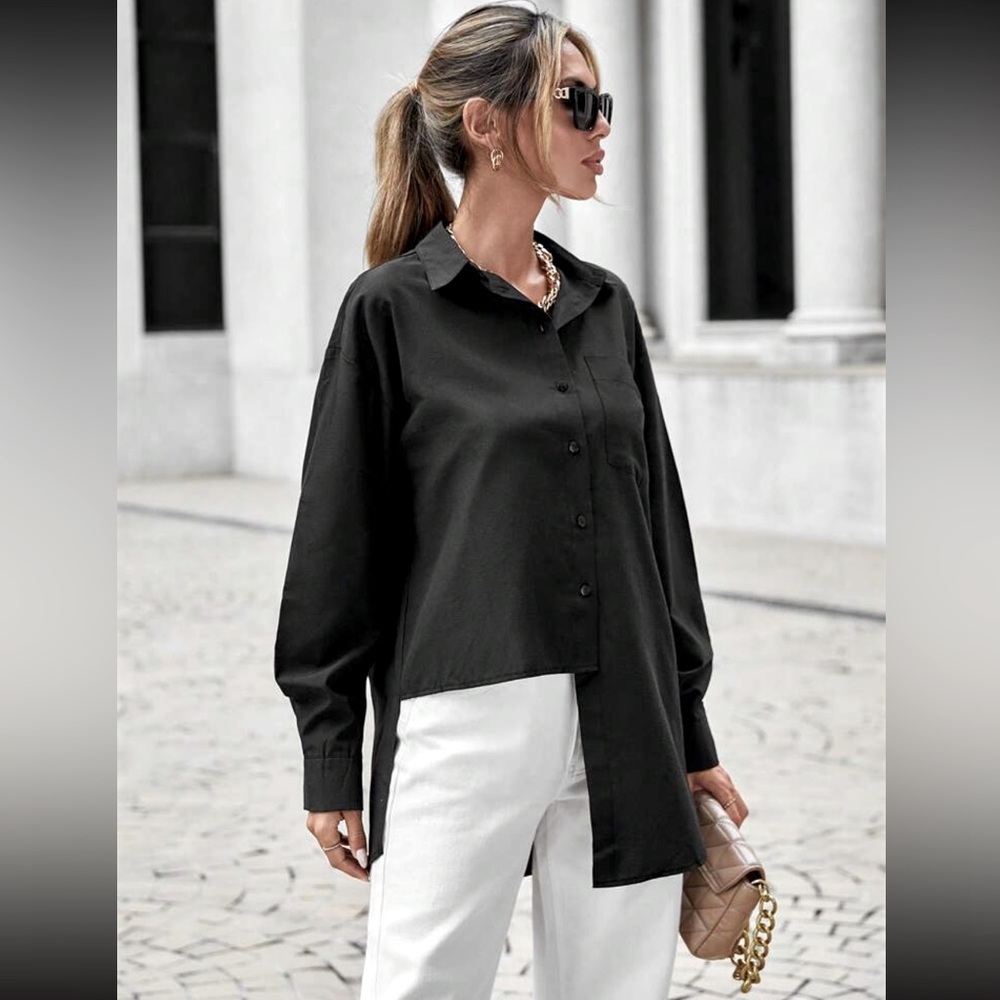 Chico’s. Satin trim tunic black size 3P